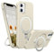 BENTIACC Liquid Silicone Case for iPhone 11, Magnetic Rugged Stand Ring, 4-Layer Shockproof Protective Case with Soft Microfibre Lining, Scratch Resistant (White)