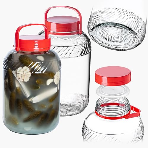 KADAX Gurkenglas mit Deckel, Einmachglas, luftdichte Konservierung, Glasballon, universelles Glas, Vorratsglas für Gurken, Aufbewahrung, Aufbewahrungsglas, Einweckglas (12L 2er Set)