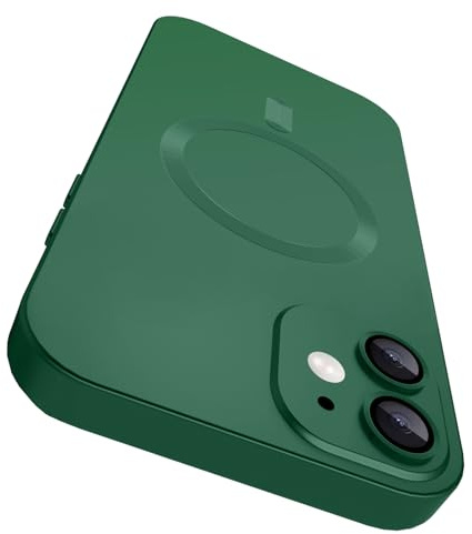VCGFJD Magnetic for iPhone 12 Case with Camera Lens Protector [Compatible with Magnetic], Matte Metallic Lustre Slim Soft TPU Bumper Shockproof Phone Case for iPhone 12 6.1 - Green