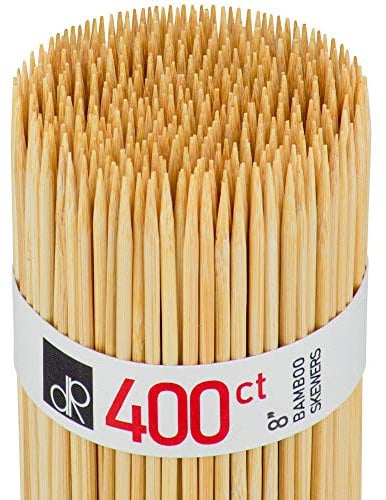 DecorRack 400 Pack Natural Bamboo Skewers 20 cm, Long Wooden Skewer Sticks for BBQ, Kebab, Grilling, Marshmallows, Smores, Fruits, Appetizers, Fondue, DIY Crafting, Barbecue Accessories (400 Pack)