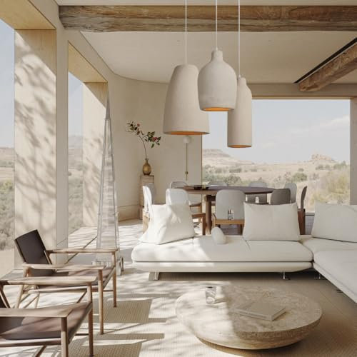 DOCJX Kronleuchter Vintage E27 Wabi Sabi Lampe Hängeleuchte Esstisch Verstellbare Pendelleuchte 3-flammig Hängelampe Japanischer Esszimmerlampe Deckenlampe,Für Wohnbereich Innenbeleuchtung