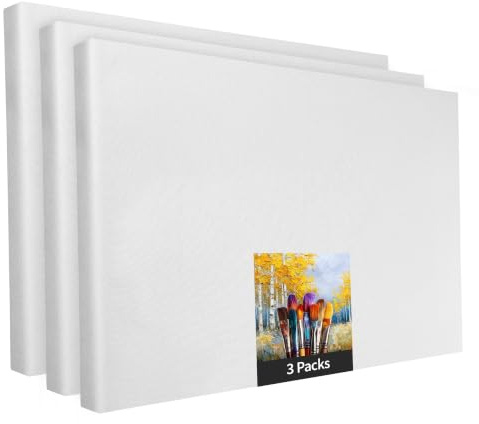 Künstlerleinwand Keilrahmen - 3 Stück - 70x100cm - weiß - zum Bemalen | Weiße Künstlerleinwand zum Bemalen, 3 Stück, 70x100cm, Keilrahmen, Polyester, für Acrylfarben und Textilfarben