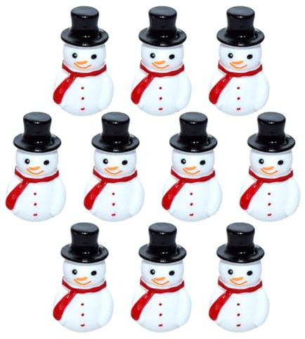 Garneck 10Stücke Teiliges Mini Schneemann Harz Dekorationen für Weihnachten DIY Weihnachtsdeko für Mikro-landschaften und Zuhause Niedliche Miniaturfiguren für Unvergessliche Momente
