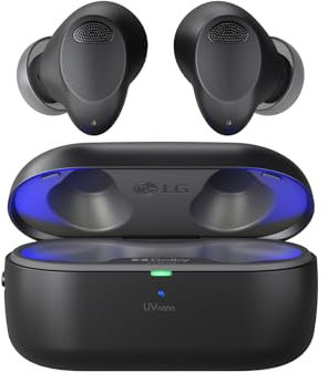 LG Auriculares intraurales Bluetooth Tone Free T90S con sonido Dolby Atmos, tecnología MERIDIAN, cancelación activa de ruido (ANC), y UVnano+, Negro (Reacondicionado)