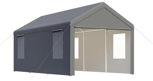 QIUYMGFG Auto-Markise 12x20 Carport-Garage mit 4 aufrollbaren, belüfteten Fenstern für Lagerung, Auto, Boot, Metallschuppen Carports