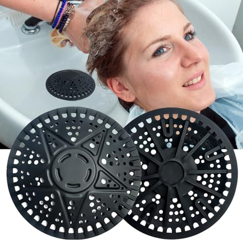 2 Pcs Raccogli Capelli Doccia, iAnomla Protezione per Scarico in Silicone Premium e Copri Scarico per Scarichi a Pavimento Standard di Doccia, Bagno, Vasca, Lavandino, (Nero+Nero)