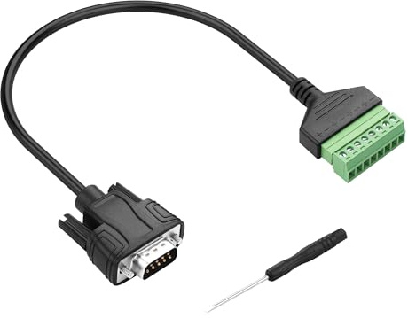 PNGKNYOCN DB9-Stecker auf 8-Pin-Schraubklemmen-Adapter，RS232 9-Pin-Stecker auf 8-Pin-Bolzen-Schraubklemme lötfreies Kabel (0.3M) (Male)