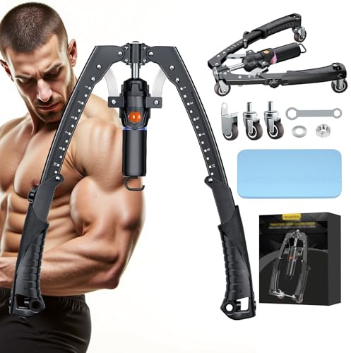 Twister Arm Trainer, 3 in 1 Hydraulic Power Chest Workout Equipment with Ab Roller Wheels and Hooks, Adjustable 22-440lbs Arm Trainer for Men Women, Home Gym Equipment for Full Body Strength Training