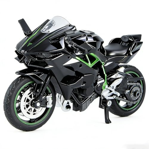 Tupinerq Moto Motocicleta, Mini Maqueta Moto, Juguete de Modelo de Motocicleta, Compatible con Modelo 1:18, Para Colección de Regalo De Fiesta De CumpleañOs Regalo (Negro-verde)