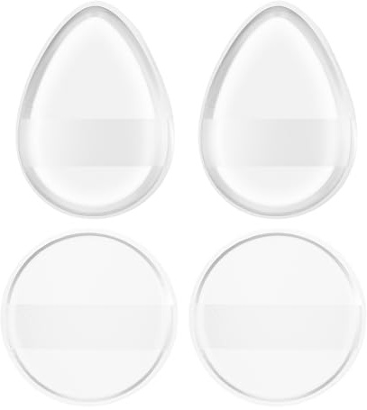 4 Pcs Silicone Makeup Sponge, Reusable Blending Foundation Sponge Puff, Jelly Silicone Makeup Set for Women Clear Jelly Non-Absorbent Puff for Foundation