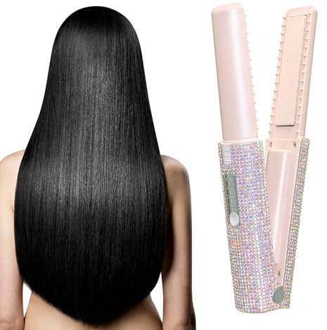 Plancha alisadora inalámbrica, Plancha alisadora de viaje | Rizador y | alisador de cabello 2 en 1, de pelo recargable, plancha portátil, plancha plana