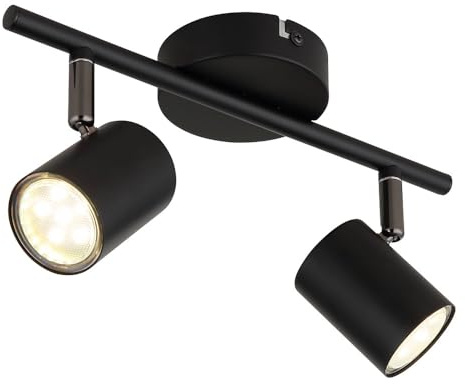 Deckenleuchte Deckenlampe Deckenstrahler Wohnzimmerleuchte Esszimmerleuchte Flurlampe, Metall, 2 Flammig GU10, LxBxH 28,4x9x13,2 cm