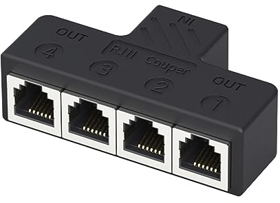 3 vie/4Way RJ11 6P6C Telefono Jack Splitter Porta Adattatore per Casa e Ufficio Forte Capacità Anti-Interferenza