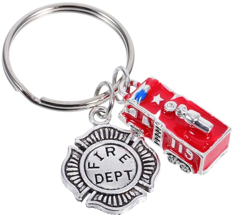 AMUSLESUR Porte-clés Camion de Pompier en Métal Design Créatif, Facile à Transporter et Ne Blessant Pas la Main, Accessoire Élégant pour Clés ou Paquet