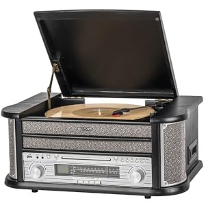 Platino Vinilo Bluetooth 5.0 - Tocadiscos Multifunción 5W RMS, CD, Cassette, FM, Grabación USB