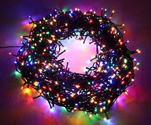 Christmas Concepts® 600 Multi Coloured Super Bright LED 8 Multi Function Energy Saving Indoor/Outdoor Long Lasting Christmas Fairy String Lights Energy Class A+++