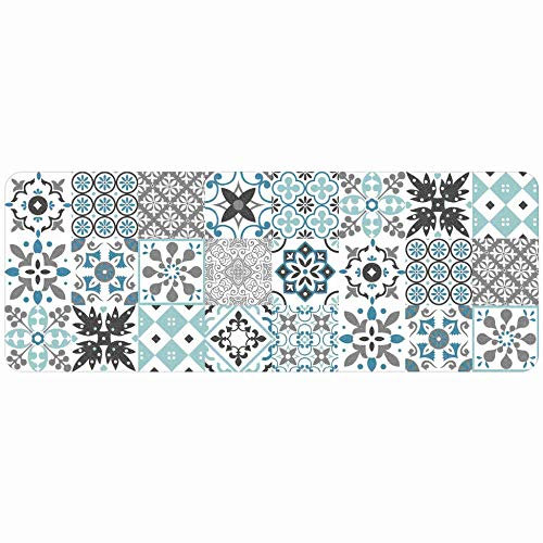 douceur d'intérieur, Tapis Rectangle (45 x 120 cm) Salou Bleu, Mousse Imprimée