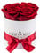 PARIS EN ROSE Rosenbox | mit 4 Bordeaux-roten Infinity Rosen Größe XL | konservierte ewige Rose | runde weiße Box mit Schleife | 3 Jahre haltbar