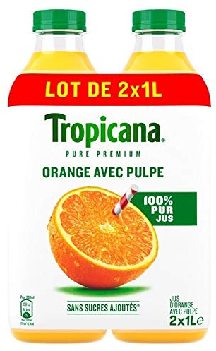 Tropicana Zumo de naranja con pulpa – 2 botellas de 1 litro