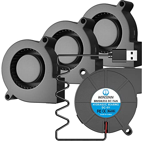 WINSINN 50mm USB Blower Fan 5V 5015 50x15mm Turbine Turbo Brushless (Pack of 4Pcs)