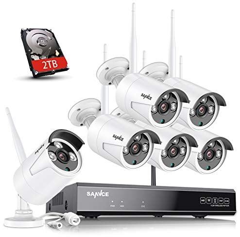 SANNCE WLAN Überwachungskamera Set 8CH 5MP NVR mit 2TB HDD, 6x 3MP WiFi Outdoor Kamera für Personenerkennung/Audioaufzeichnung, kompatibel mit Alexa