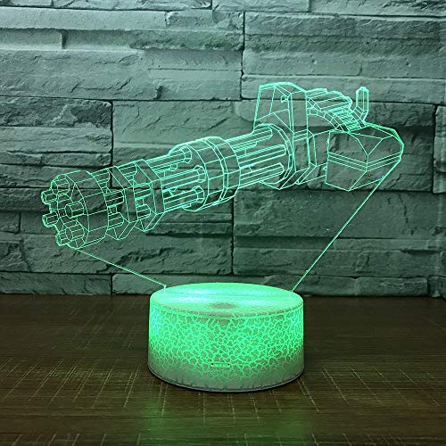 Jinson well 3D Pistole gun Waffe Lampe optische Illusion led Nachtlicht, 7 Farbwechsel Tisch Schreibtisch Dekoration Lampen mit Acryl Flat ABS Base USB Kabel kreatives Spielzeug