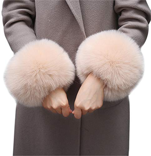 Asudaro Frauen Mädchen Herbst Winter Fell Pelz Armstulpen Stulpen Manschetten Fellstulpen Handschuhe Armband Pulswärmer Kunstfell Handschuhe Ärmel Manschette Bekleidungszubehör