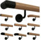 TIBU Buche Holz Handlauf Geländer 30-500cm im Set schwarze Halter Wandhandlauf Wand Treppe, Länge 260 cm mit 4 Halter Enden schwarze Ecken