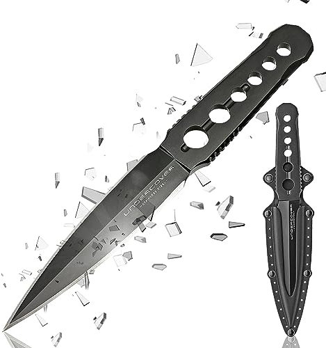 UNITED CUTLERY Undercover CIA Stinger-Messer und Scheide, 18,1 cm, Edelstahl-Stiefelmesser, festgestellte Klinge – tragbar in Stiefel & Jacke, für Outdoor-, Survival- und taktische Einsätze, schwarz