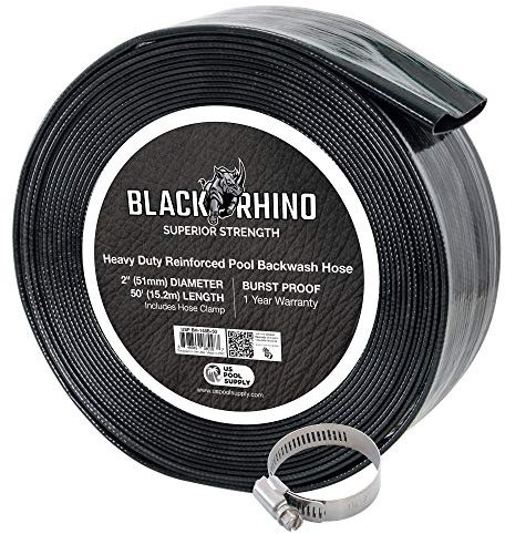 EE. UU. Pool Supply Rhino - Manguera Depuradora y Limpiafondos para Lavado de Piscina (2 x 50 m, con Abrazadera de Manguera), Color Negro