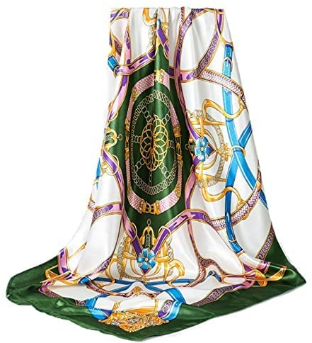 GLORIS New Seidenschal Damen 90x90cm Green Elegante Seidentuch Haare Seidentuch Damen Halstuch Damen Elegant Satintuch Halstuch Seide Bandana Tuch Kopftücher Damen Ansatz Scarf
