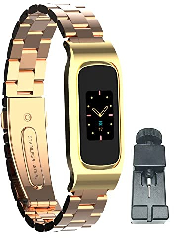 nuosiweilang Armband Kompatibel mit Fitbit Luxe Armband,Edelstahl Metall Ersatzarmband Uhrenarmbänder Kompatibel mit Luxe Frauen Mann,Roségold