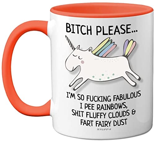 Bitch Please I'm So Fabulous Unicorn Mug, 11oz Ceramic Orange Handle Mugs, Funny Gifts for Women, Birthday Present, Tea Sets for Adults, Unicorn Gifts, Christmas, Your Best Friend