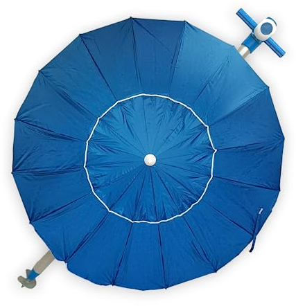 Pincho Sombrilla Playa Grande 200 cm, Antiviento hasta 35km/h, Protección uv 50, Materiales de Calidad, Tubo de Aluminio, 16 varillas de fibra de vidrio, Palo Reclinable, incluye bolsa de transporte