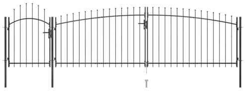 vidaXL Gartentor mit Speerspitzen Einfahrtstor Metalltor Hoftor Gartenpforte Gartentür Zauntor Gartenzaun Tor Tür Pforte 5x1,75m Schwarz Stahl
