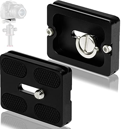 Piastra a Sgancio Rapido Fotocamera Quick Release Plate Universale PU-50 in Metallo con Vite 1/4” Compatibile per Arca Swiss Treppiede Testa a Sfera (2 pezzi)