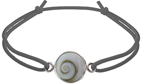 LES POULETTES BIJOUX - Bracelet Lien Elastique Oeil de Sainte Lucie Rond Argent 925 - Gris