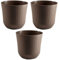 AC - Pack de 3 macetas Redonda - Fabricación en plástico – Diseño Rattan – Ideal como macetero, Tiesto, Recipiente para Plantas, Flores, balcón, terraza, jardín – Ø 33 cm – Color Topo