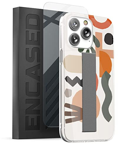 Encased Finger Grip Case Designed for iPhone 14 PRO Case with Hand Strap and Screen Protector (Stretch Loop Ring Phone Holder) Desert Art