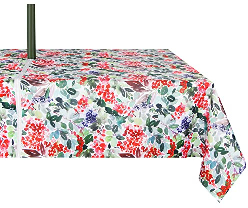 EHouseHome Outdoor Indoor 60x84 inch Round Tablecloth with Umbrella Hole and Zipper, Waterproof Zippered Patio Table Cloths, Spring/Summer Table Covers for Backyard Circular Table/BBQs/Picnic