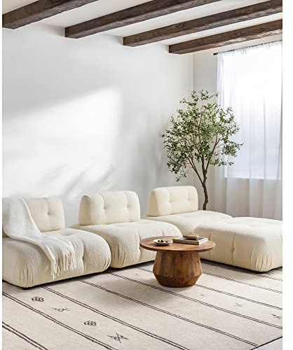 Livabliss x Becki Owens Rivi Vintage Rug - Area Rugs for Living Room 160x213 cm, Bedroom - Scandi Neutral Rugs, Traditional Patterned Boho Style, Natural Easy Care Pile - Large Rug, Ivory, Brown