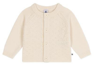 Petit Bateau A08AC, Cardigan Bimbo 0-24, Bianco Avalanche, 18 mesi