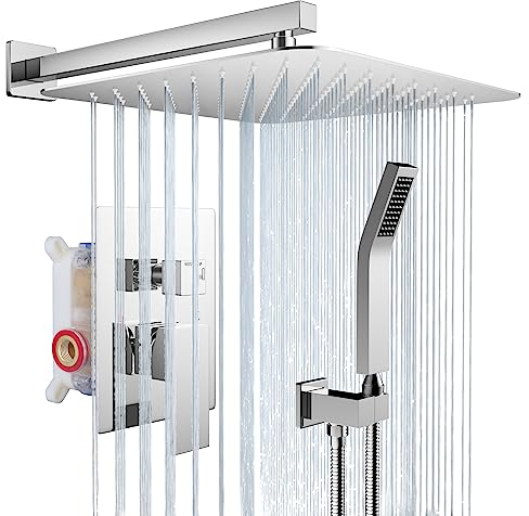 Rainsworth 16 Zoll Regendusche Duschsystem Unterputz, Unterputz Duscharmatur Set mit Regendusche 40x40cm, Unterputz Armaturen aus Hochwertig Edelstahl und Messing, Duschset Chrom