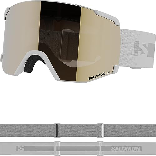 Salomon S/View Access Gafas de Esquí Snowboard para Unisexo Máscara de Snowboard, Deportes de invierno, Reduce Deslumbramientos, Ventilación ada, Blanco/Dorado, Talla Unica