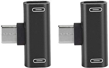 USB C Splitter,USB Typ C Splitter,2 Stücke Typec Konverter Splitter Dual 2 In 1 Zu Kopfhörer USB O Ladegerät Adapter Silber (Silber),Anschlüsse & Adapter (Schwarz)