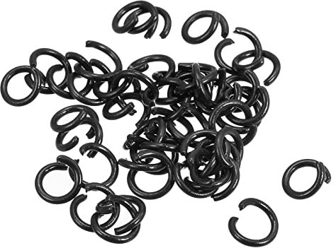 QUARKZMAN 100 Stück Offene Sprungringe 8mm Bunter O-Ring Steckverbinder für Basteln Kunsthandwerk Schmuck Herstellung Karbonstahl Schwarz