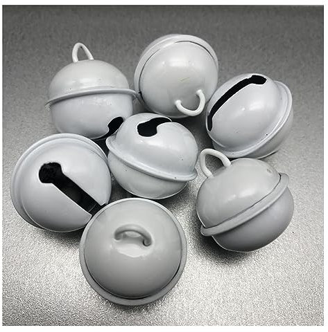 Yurosiay 50 campanelle colorate da 22 mm, piccole campane in metallo, per fai da te, campanelle colorate per artigianato, festival, decorazioni per cani, colore bianco