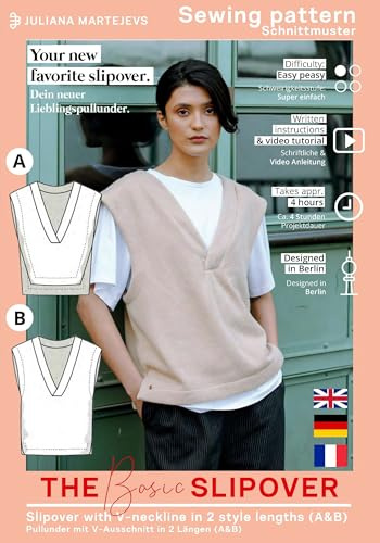 Schnittmuster Pullunder Damen (Gr. XS-XXXL) Papierschnittmuster mit Nähanleitung zum Nähen