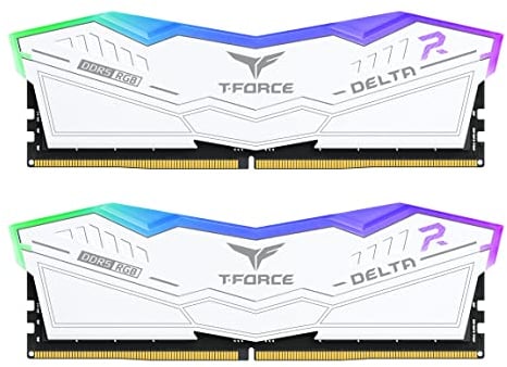 TEAMGROUP T-Force Delta RGB DDR5 Ram 48GB (2x24GB) 8000MHz PC5-64000 CL38 M-DIE Desktop Memory Module Ram for 600 700 Series Chipset XMP 3.0 Ready White FF4D548G8000HC38EDC01