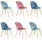 BenyLed Set di 6 Sedie Imbottite per Sala da Pranzo, con Schienale in Morbido Velluto e Gambe Regolabili in Metallo (Blu+verde+rosa)